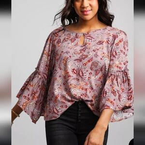 Daytrip Bell Sleeve Keyhole Top